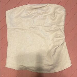 Zara Shimmering Cream Strapless Top